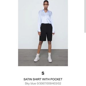 Zara blue satin shirt with pocket, never been worn